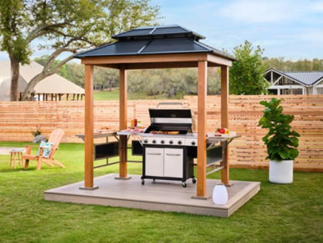 10' x 6' Trimetals Sojag Messina Anthracite BBQ Garden Gazebo (2.92m x 1.79m)