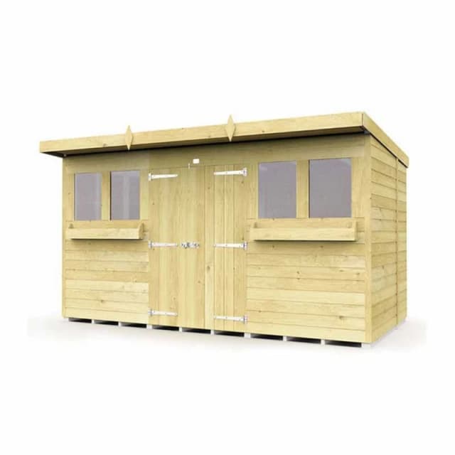 Buttercup Farm 12 x 6 Feet Pent Summer Shed - Wood - L178 x W358 x H201cm in Brown Brown Unisex