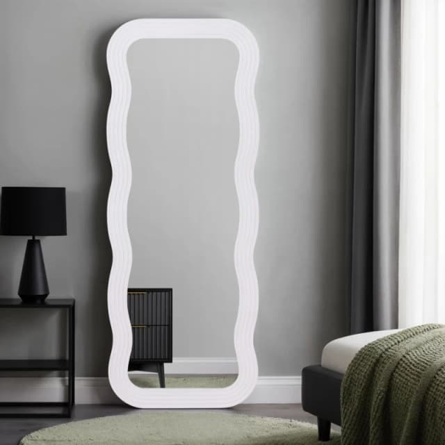 Home Garden Direct Paola Wavy Mirror Full Length 70x180cm in White Size: 70x180cm White Unisex 70x180 cm