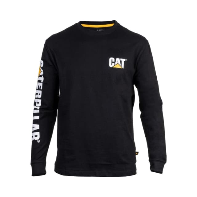 Caterpillar Trademark Banner Long Sleeve T-Shirt Long Sleeve T-Shirts S Black 33490703350