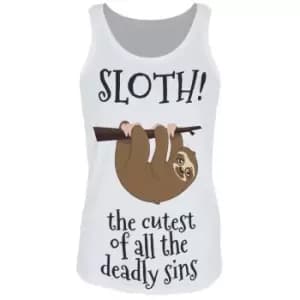 Grindstore Womens/Ladies The Cutest Of All The Deadly Sins Sloth Tank Top (L) (White/Black/Brown)