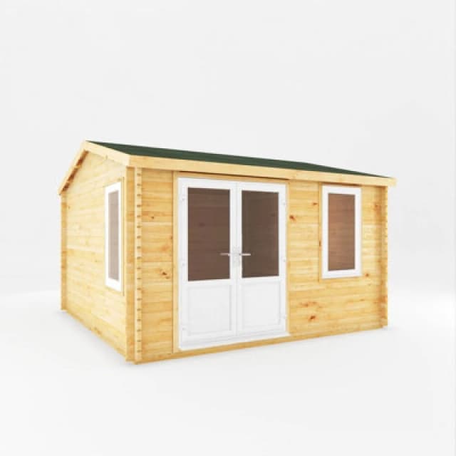 Mercia 4 X 4 M Home Office Elite Log Cabin With White Upvc Windows And Doors - 44mm - Timber - L414 X W403.6 X H272.5cm - Brown