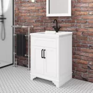 600mm White Freestanding Vanity Unit with Basin - Camden