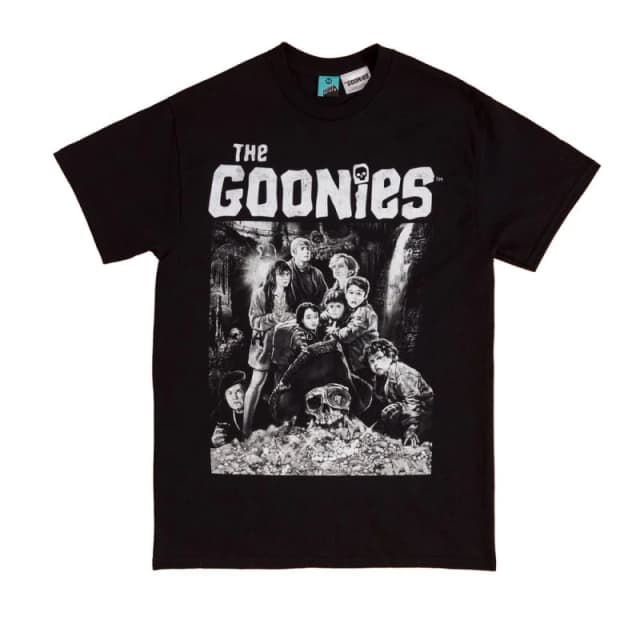The Goonies Mens Cast Names Back Print T-Shirt in Black Size: Medium Black Male M
