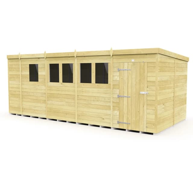 Flat Pack Sheds DIY Sheds 17 x 8 Pent Shed, Brown 17X8PFF