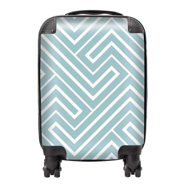 Warren Reed - Designer Blue & White Geometric Pattern Suitcase in Green Size: Large Green Unisex Large