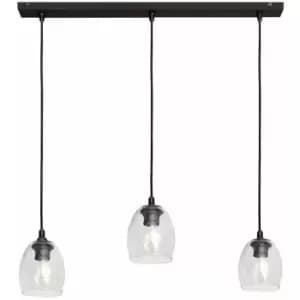 Helam Brillant Straight Bar Pendant Ceiling Light Black, Transparent 60cm