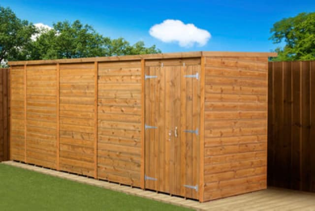 Empire Sheds Empire Modular Pent 18X4 Dipped Treated Tongue And Groove Wooden Garden Shed Double Door (18' X 4' / 18ft X 4ft) (18X4)