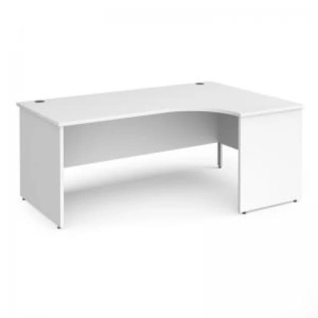 Contract 25 Office Desk Right Hand Corner Desk 1800mm White Top With Silver Frame 800mm Depth Contract 25 White CP18ER-S-WH