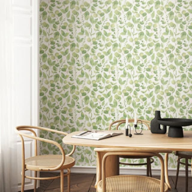 Hoopla Walls Watercolour Leaves - Soft Sage 10M Wallpaper