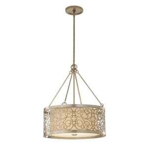 4 Light Cylindrical Ceiling Pendant Light Silver Leaf, E27