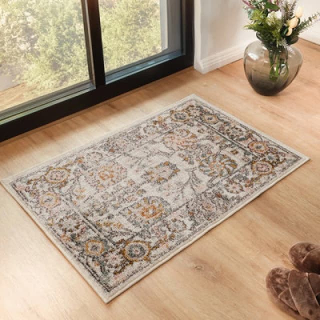 Livabliss Vintage Oriental Boho Burnt Orange Amira Area Rug 60 X 90 Cm - Easy Care, Non Shedding, Ideal For Living Room & Bedroom