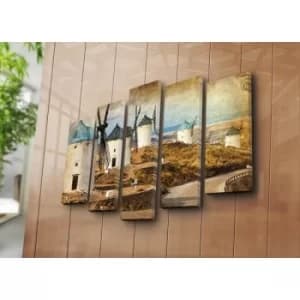 5PAT-33 Multicolor Decorative Canvas Painting (5 Pieces)