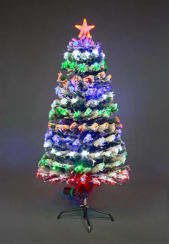 Shatchi 4ft/120cm Frosted Tips 8 Modes Fibre Optic Christmas Tree LED Pre-Lit in Green Size: 4ft Green Unisex 4ft