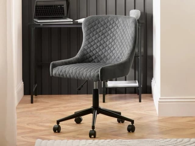 Julian Bowen Luxe Grey Velvet Office Chair