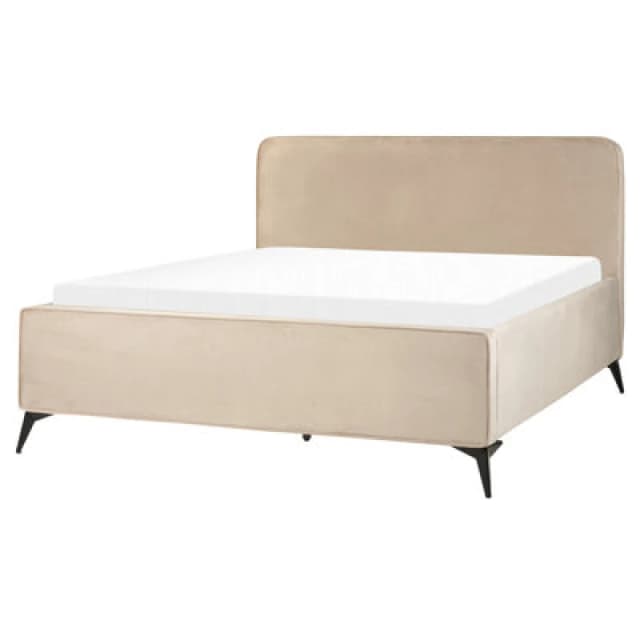 Beliani Bed Velvet Valognes 160 X 200 Cm (Eu King Size) Taupe