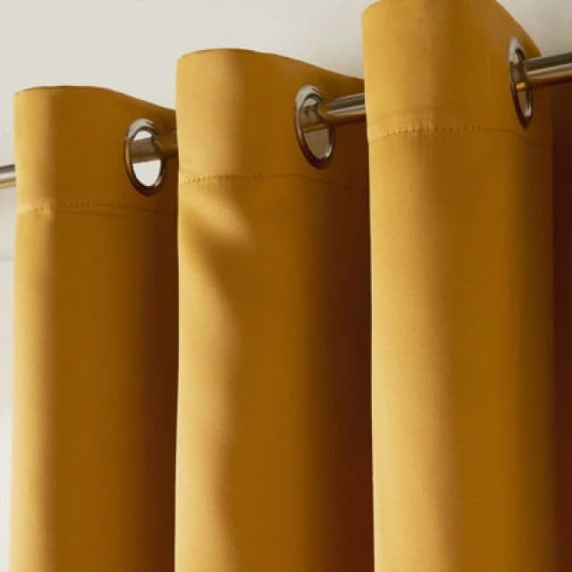 OHS OHS Pair of Thermal Ready Made Eyelet Blackout Curtains in Bright Yellow Size: 168cm width x 137cm drop Bright Yellow 168cm width x 137cm drop U