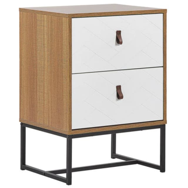Beliani 2 Drawer Bedside Table Nueva Light Brown/ White