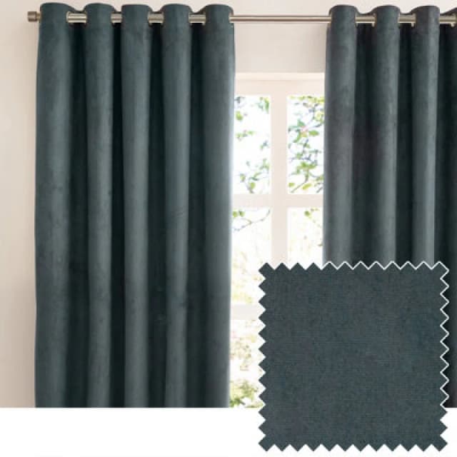 Furn Furn Verso Suede 100% Blackout Eyelet Curtain Pair in Cobalt Size: 117cm width x 137cm drop Cobalt 117cm width x 137cm drop Unisex 502553235670