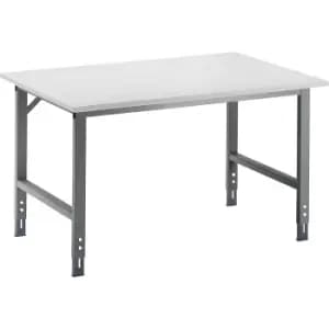 RAU Work table, height adjustable, 760 - 1080 mm, melamine coated chipboard worktop, WxD 1500 x 800 mm, metallic charcoal