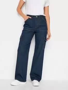 Long Tall Sally Long Tall Sally Dark Wash Blue Utility Trouser 36", Blue, Size 12, Length 34, Women
