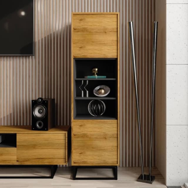 Creative Furniture Harmony Loft Display Cabinet 175cm - Dark Oak in Dark Brown Dark Brown Unisex