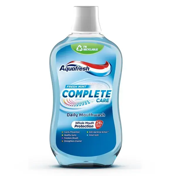 Aquafresh Complete Care Alcohol Free Fresh Mint Mouthwash 500ml