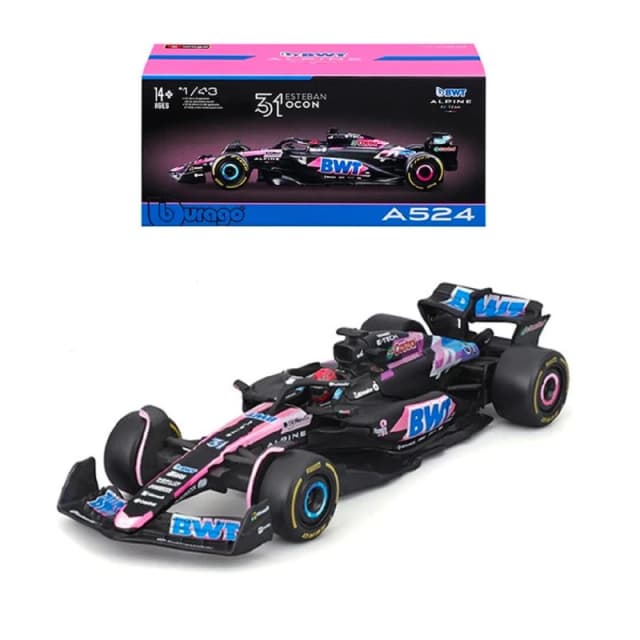 Bburago F1 BWT Alpine F1 Team A524 2024 With Ocon Helmet 1:43 Scale Model