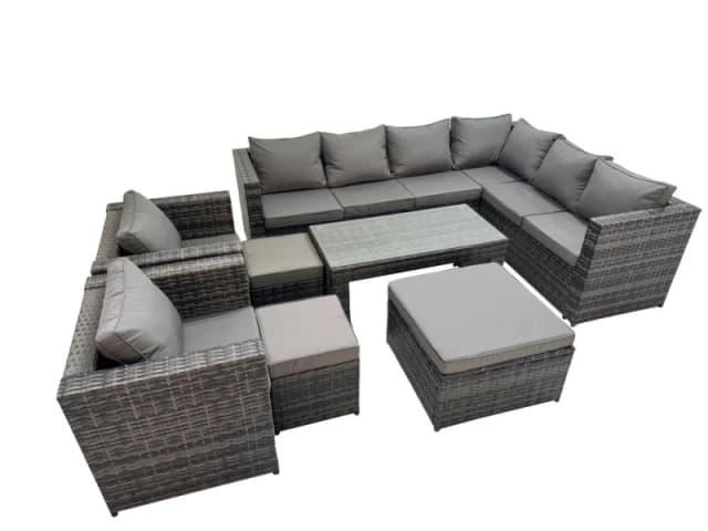 Fimous Garden Furniture Set with 2 Chairs 2 Small Stools Dark Grey Mixed Dark Grey Unisex