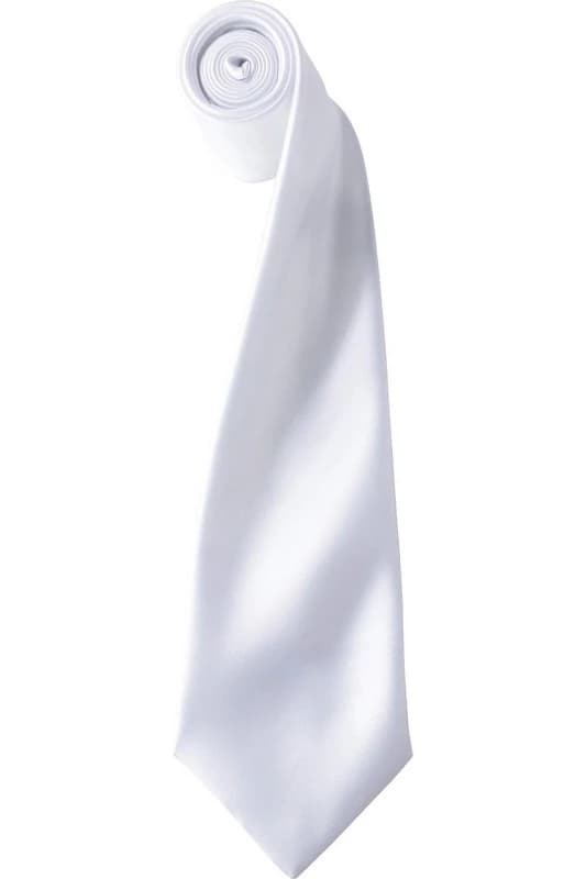 Premier Premier Colours Satin Tie in White White One Size Unisex 5063470723102