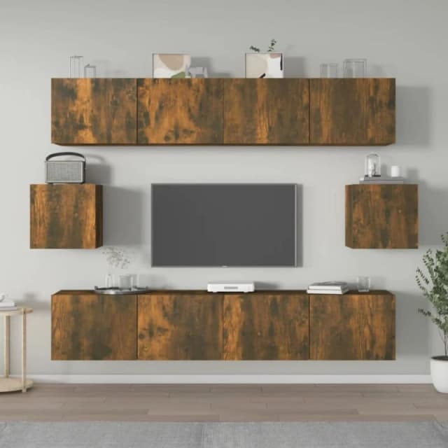 VIDAXL 6 Piece tv Cabinet Set Smoked Oak Engineered Wood Vidaxl 8720287105091