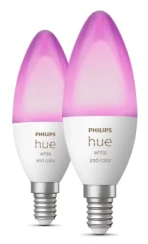 Philips Hue E14 Colour Smart Bulb With Bluetooth- 2 Pack