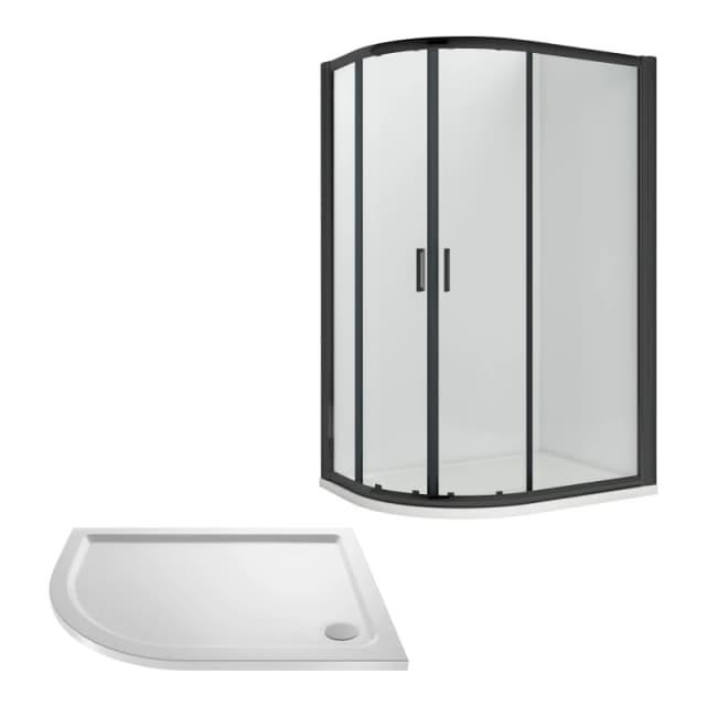 Balterley Ruwa Offset LH Quadrant: Door, Panel, Tray, 1200 x 800 mm Black/White in Black Unisex