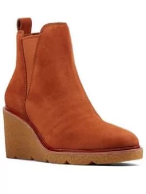 Clarks Clarkford Wedged Boot, Tan, Size 3, Women