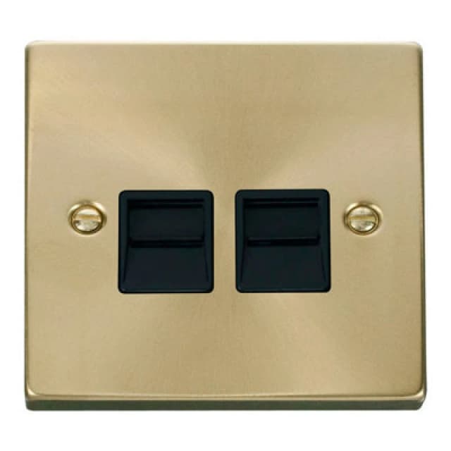 SE Home Satin / Brushed Brass Secondary Telephone Twin Socket Gold