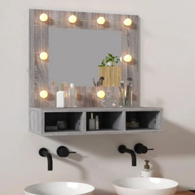 vidaXL Mirror Cabinet with LED Grey Sonoma 60x31.5x62 cm, Grey 820455