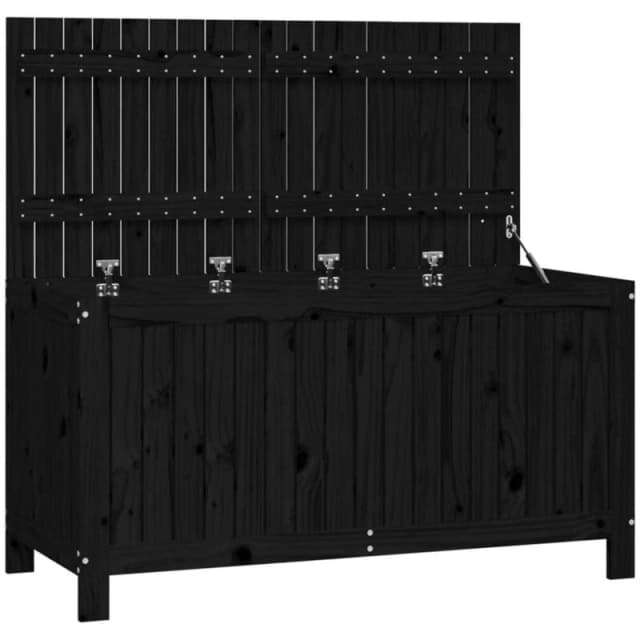 vidaXL Garden Storage Box Black 121x55x64cm Solid Wood Pine, Black 823847