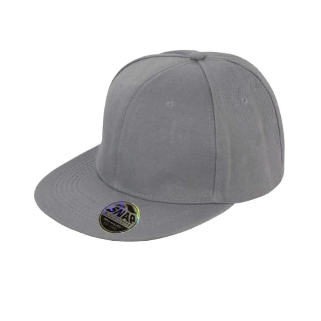 Result Result Men Core Bronx Original Flat Peak Snapback Solid Colour Cap in Grey Grey One Size Male 5054171452231