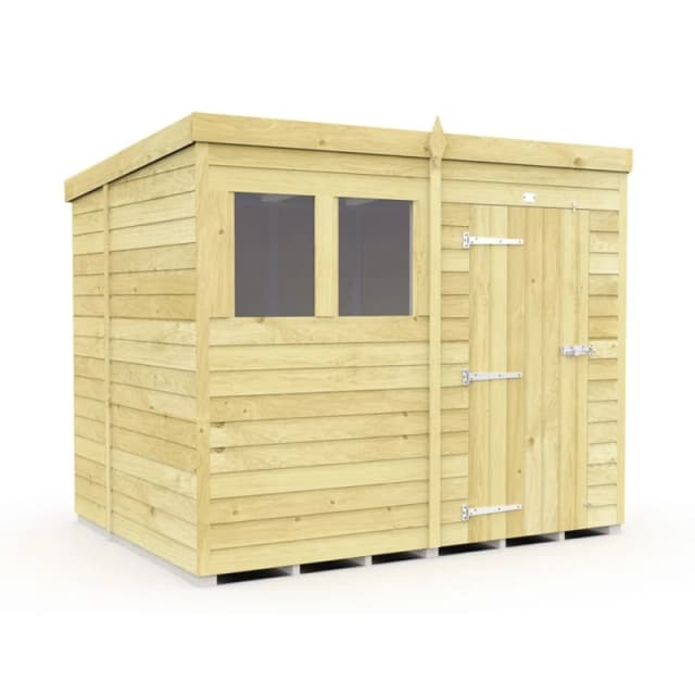 Buttercup Farm 8 x 6 Feet Pent Shed - Single Door W/ Windows - L178 x W243 x H201cm in Brown Brown Unisex