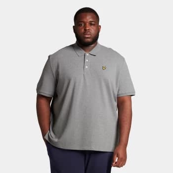 Mens Plain Polo Shirt - Mid Grey Marl - Plus - XXXL