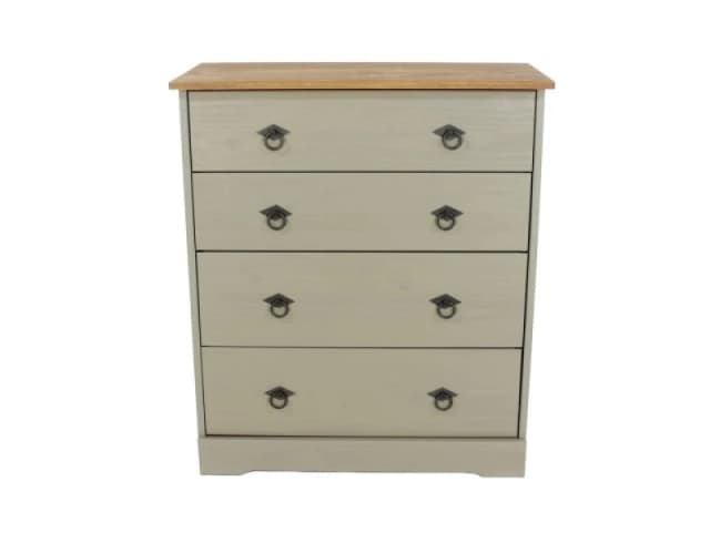 Core Corona Compact Grey and Waxed Pine 4 Drawer Chest of Drawers