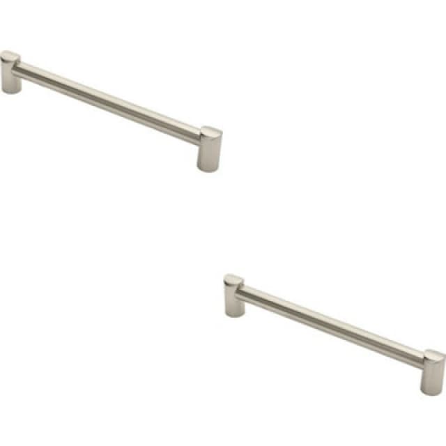 Loops 2x Round Tube Pull Handle 244 x 16mm 224mm Fixing Centres Satin Nickel Metallics unisex