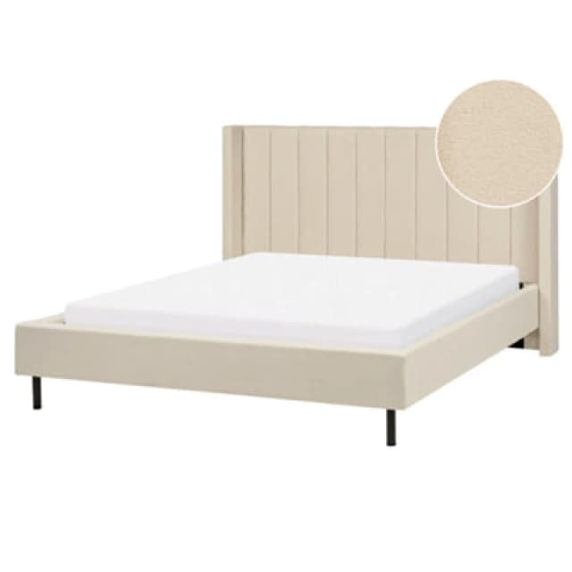 Beliani Bed Boucle Villette 160 X 200 Cm (Eu King Size) Beige