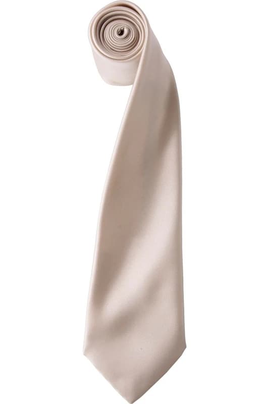 Premier Premier Men Plain Satin Tie (Narrow Blade) in Natural Natural One Size Male 5055805451972