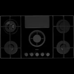 Elica NT-FLAME BG DO 88cm Venting Gas Hob - Black - For Ducted Ventilation