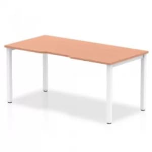 Single White Frame Bench Desk 1600 Beech