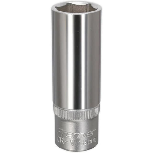 Loops 19mm Steel Deep Drive Socket - 1/2" Square Drive - Chrome Vanadium Socket Metallics