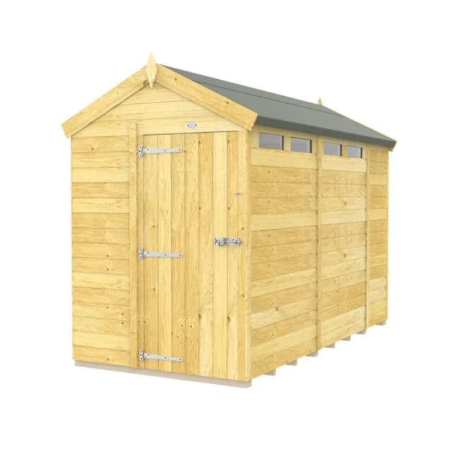 Buttercup Farm 5 x 10 Feet Apex Security Shed - Single Door - L302 x W147 x H217cm in Brown Brown Unisex