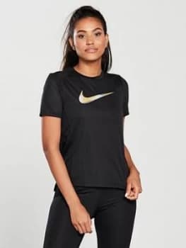 Nike Running SS Metallic Miler Tee Black Size M Women
