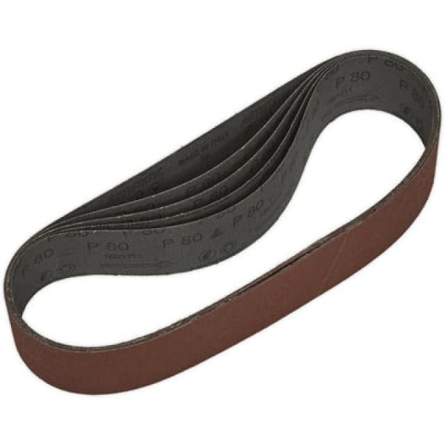 Loops 5 PACK - 50mm x 686mm Sanding Belts - 80 Grit Aluminium Oxide Cloth Backed Loop Multi